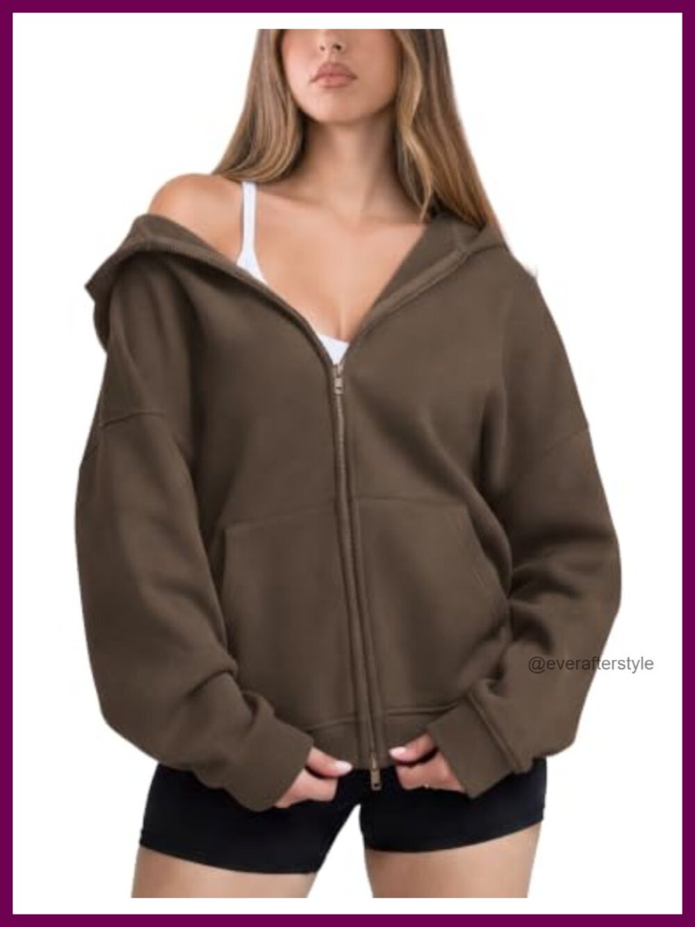 Oversized Zip Up Hoodie Soft Cotton-Blend Fleece Full Zipper Jacket with Pockets